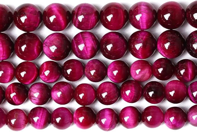AAA Natural Rose Red Tiger Eye Agate Stone Round Loose Beads for Jewelry Making Semi-Precious Beads DIY Bracelet Necklace 8mm 48pcs (Rose Red Tiger Eye Stone, 8mm)
