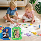 Ukontagood 30 Pack Wooden Picture Frames for Crafts, 4''×6'' Picture Frame Painting Craft Kit Includes 16 Sheets Diamond Stickers, 12 Colors Pens & Brushes, and Paints for DIY Crafts