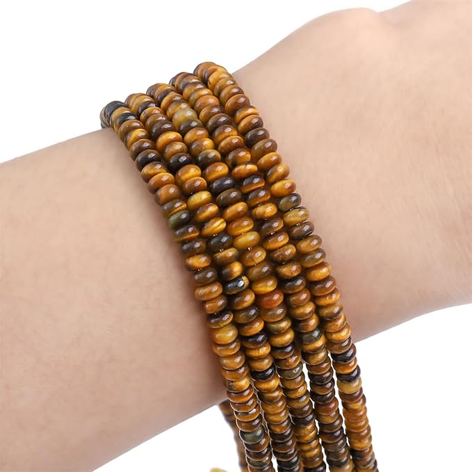 Natural Yellow Tiger Eye Spacer Beads Caps Rondelle Disk Loose Beads for Beading Jewelry Making 4mmx2mm 38cm