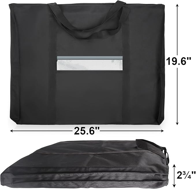 JJRING Dacron Light Weight Art Portfolio Bag, 19.6'' x 25.6'' for 18'' by 24'', Black Carrying Storage Case for Poster, Sketching, and Drawing