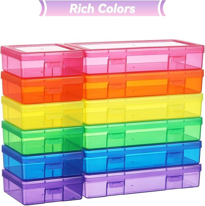 Plastic Storage Box Arts & Crafts Storage Boxes & Organizers With Large Storage Box Organizers And Small Rectangular Plastic Container For Craft Storage (6 Medium+ 6 Small-Color)