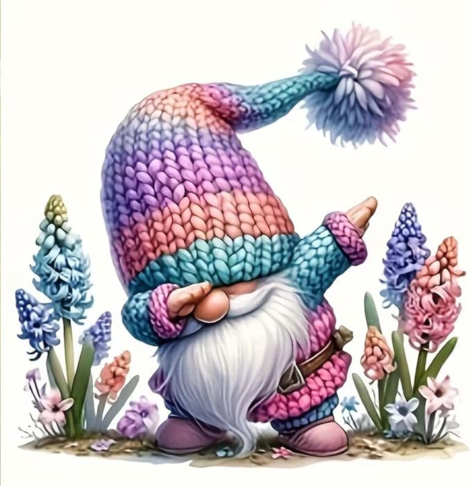 Lzyueyuan Gnome Stamped Cross Stitch Kits for Adults Beginner, Cross Stitch Ornament Kits Counted Embroidery Needlepoint Kits Home Decor 13.8X13.8 inch