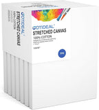GOTIDEAL Stretched Canvas, 11x14 Inch Set of 7, Primed White - 100% Cotton Artist Canvas Boards for Painting, Acrylic Pouring, Oil Paint Dry & Wet Art Media