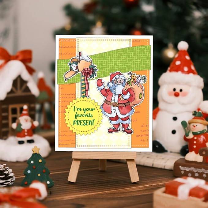Christmas Clear Stamp Set Reusable Clear Silicone Stamps with Pumpkins, Skulls, Bats, Santa Claus and Holiday Designs for Cards, Scrapbooking, journaling and DIY templates (Santa Claus)