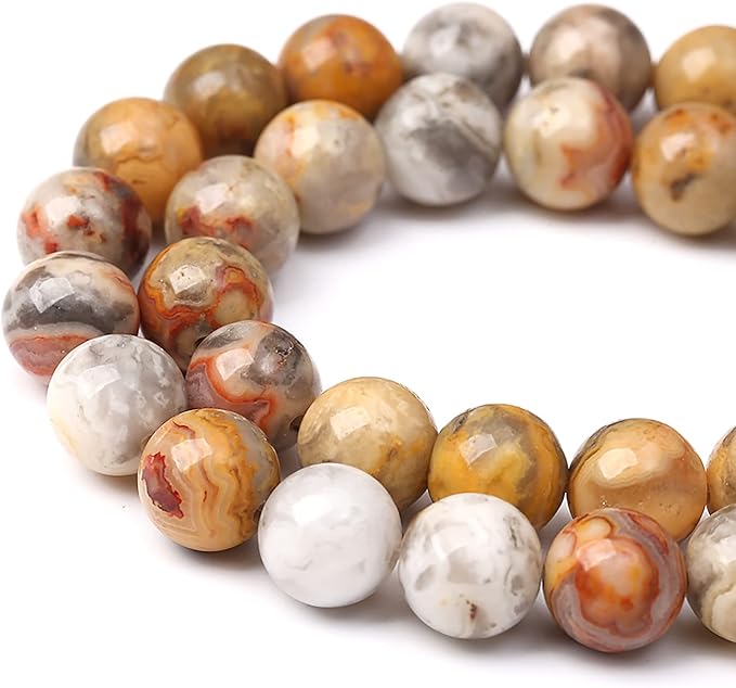 32pcs 12mm Natural Stone Beads Crazy Lace Agate Gemstone Round Loose Beads for Jewelry Making DIY Bracelet Necklace
