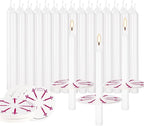 100 White Odorless Taper Candles - Handheld with Drip Protection, 5 Inches - Church & Sabbath Religious Candles