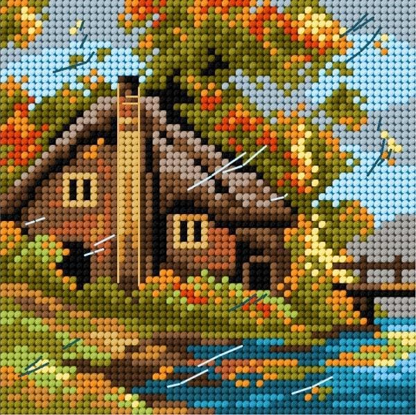 Wizardi Needlepoint Canvas for halfstitch Without Yarn Autumn 2563D Orchidea