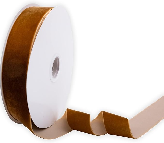 Nylon Velvet Ribbon Single Faced,1 1/2 Inch X 25Yards Spool (Ginger)