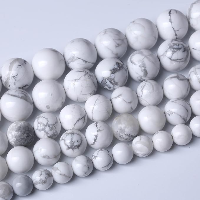 45pcs 8mm AAA Natural Stone Beads White Howlite Turquoises Round Loose Beads for Jewelry Making DIY Bracelet (White Howlite Turquoises, 8mm)