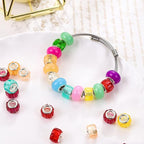 100 Pieces 14mm European Large Hole Spacer Beads Mix Color with Silver Brass Cores Assortments Charm Lampwork Beads Supplies for Necklace Bracelets Jewelry Making (Baguette Diamonds)