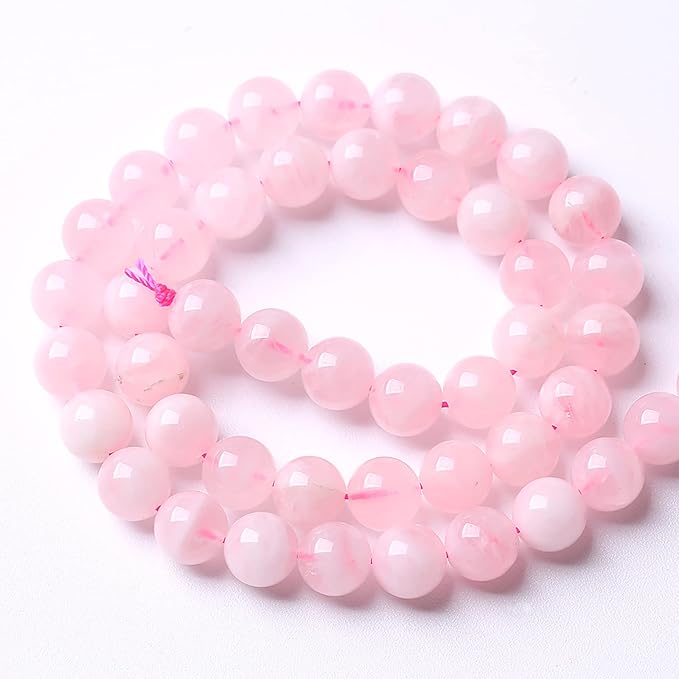 8MM 46PCS Natural Crystal Stone Madagascar Rose Quartz Gemstone Beads for Jewelry Making DIY Bracelet