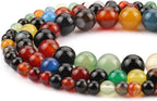 10mm Natural Multicolor Agate Beads for Jewelry Making Round Loose Gemstone Stones 1 Strand 15 Inch (36-38 pcs)