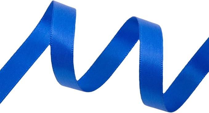 Electric Blue Ribbon 3/8 Inch Double Face Satin Ribbon for Gift Wrapping Hair Bows Making Chair Sash Valentine's Day Wedding Birthday Party Invitation Decorations Floral Craft Sewing, 25 Yards