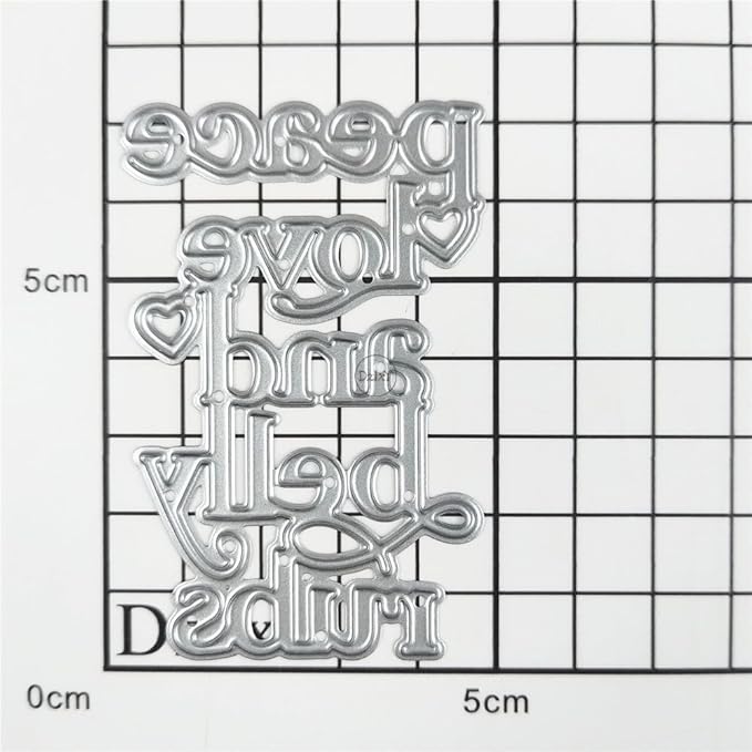 DzIxY English Word Peace Love Metal Cutting Dies for Card Making Kit Embossing Paper Die Cuts Scrapbook Machine Stencils Storage Pockets Supplies