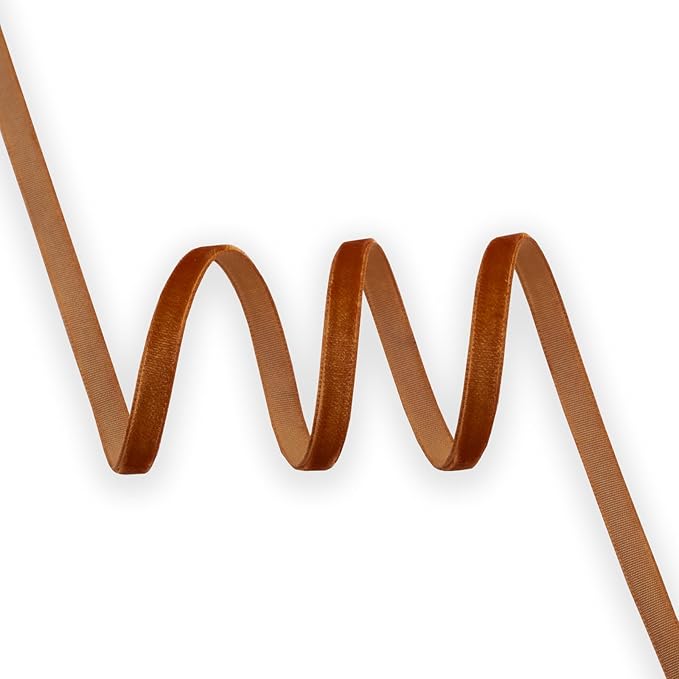 Nylon Velvet Ribbon Single Faced,1/4 Inch X 50Yards Spool (Ginger)