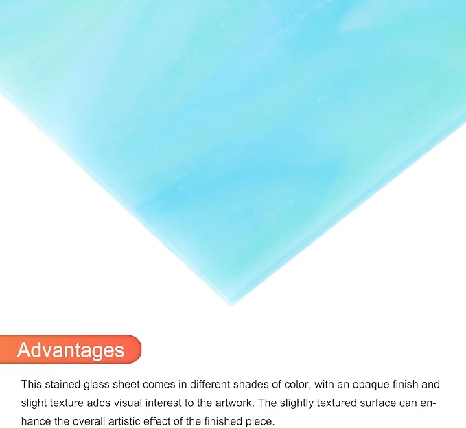 MECCANIXITY Stained Glass Sheet Mosaic Tile 3.9 Inch x 3.9 Inch Blue Color Stained Glass Sheets for Crafts DIY, Art Project