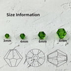 400pcs 4mm Bicone Glass Crystal Beads for Jewelry Making, Faceted Bicone Glass Spacer Beads for Bracelet Earring Necklace DIY Craft(Grass Green)