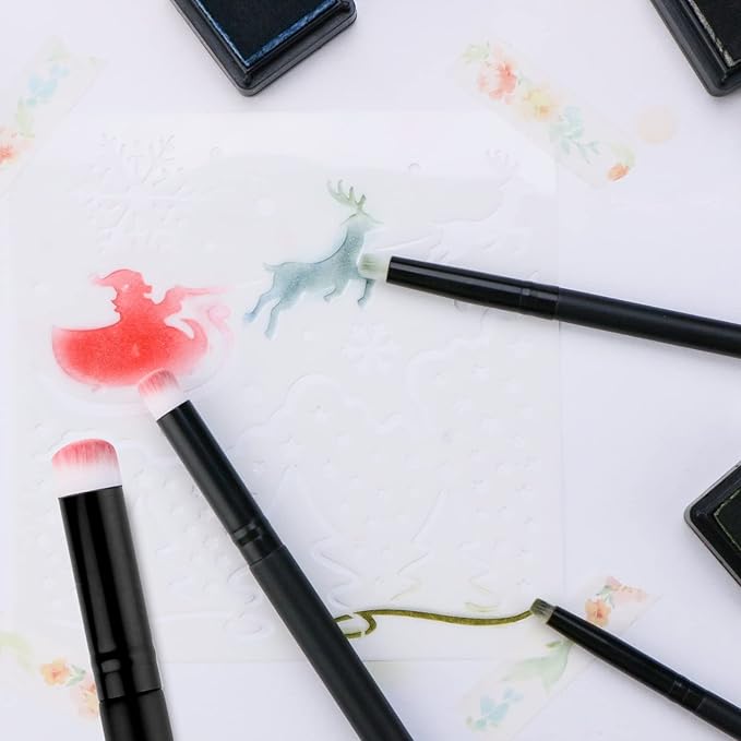 UNIMEIX Mini Blending Brushes for Card Making, Dry Miniature Painting Set Background Blender Paint Brushes Small Detailed Paint Watercolor Brushes (12 Pack)