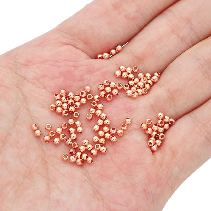 Rose Gold Plated Round Spacer Beads 2.5mm 500pcs for Jewelry Making Findings Non Tarnish