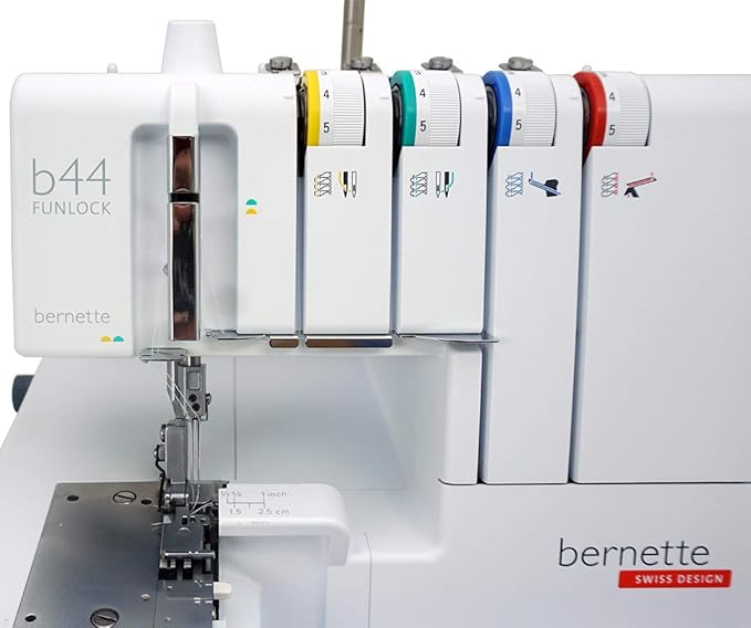 Bernette B44 Funlock Overlock Serger Sewing Machine with Kit | Threads Spools Bundle, Various Tweezers, Needles Sets | Heavy Duty Stitching & Quilting Performance | Beginners to Professional