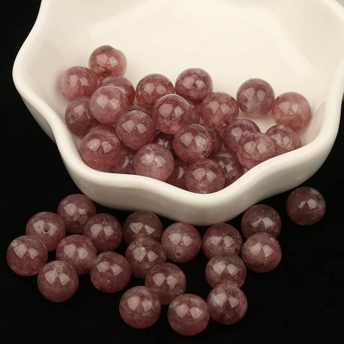 45pcs 8mm Natural Stone Beads Lepidolite Beads Crystal Gemstone for Jewelry Making, DIY Bracelet Necklace