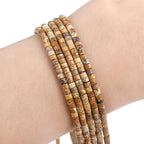 Natural Brown Picture Jasper Spacer Beads Caps Flat Round Loose Beads for Beading Jewelry Making 3mmx2mm 38cm