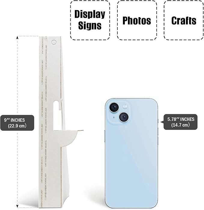 Lineco 25 Pack Cardboard Easel Backs 9 Inch, Self Stick Easel Stand Display Signs, Canvas, Photographs, Brochures, Posters, Artwork and Crafts, White
