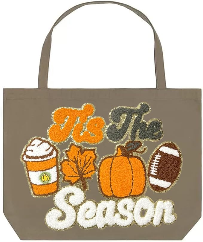 Fall Iron on Patches Pumpkin Maple Leaves Plaid Chenille Embroidery Sew on Stickers Applique for DIY Crafts T Shirt Clothing Jackets Backpacks Jeans Autumn Halloween Party Decorations Accessories