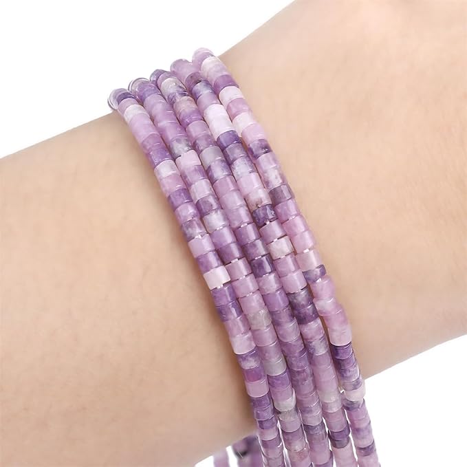 Natural Light Amethyst Spacer Beads Caps Flat Round Loose Beads for Beading Jewelry Making 3mmx2mm 38cm
