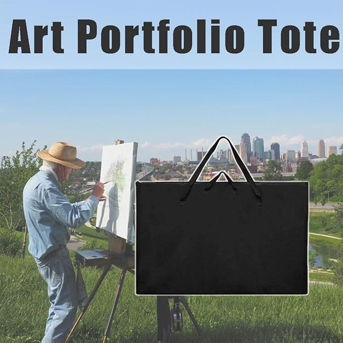 Large Size Art Portfolio Tote with Nylon Shoulder,24"X 36"Light Weight Waterproof Poster Board Storage Bag, Drawing Painting Sketch Bag for Student Art Work Portfolio and Artist