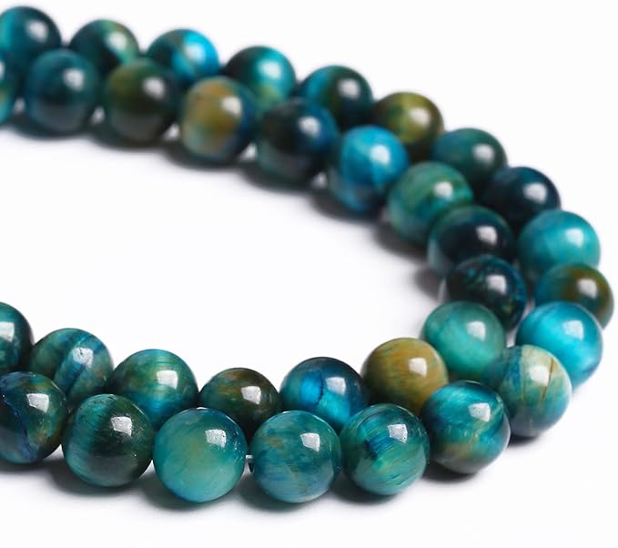 4MM 88PCS Peacock Blue Tiger Eye Stone Beads Natural Crystal Spacer Loose Beads for Jewelry Making DIY Bracelet Semi Precious 1 Strand 15 inches