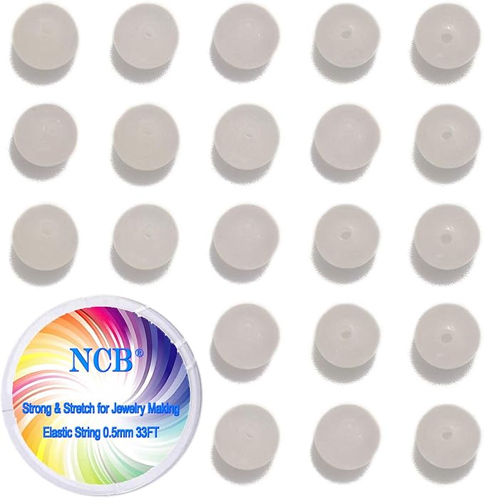 NCB Natural Gemstone Round Spacer Loose Beads (White Jade, 8mm 100Beads)