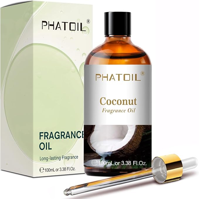 PHATOIL Coconut Fragrance Oils for Aromatherapy, 3.38FL.OZ Diffuser Oils for Home, Perfect for Aromatherapy, Humidifiers, Yoga, DIY Candle and Soap Making - 100ml