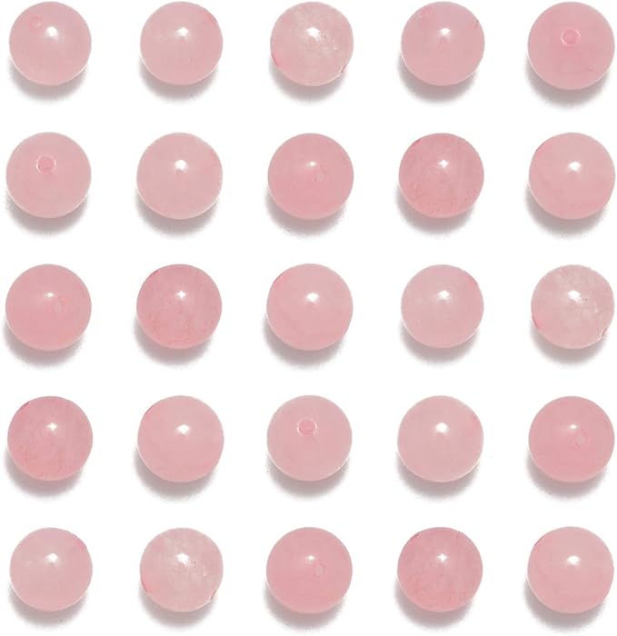 NCB 100PCS 8mm Natural Rose Quartz Beads Gemstone Round Loose Stone Spacer Beads for Jewelry Making with Crystal Stretch Cord (Rose Quartz, 8mm 100Beads)