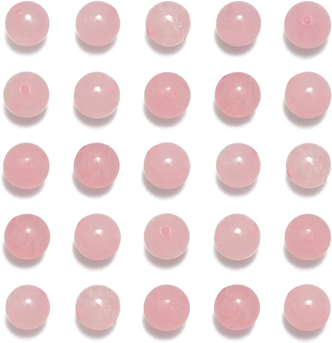 NCB 200pcs 6mm Rose Quartz Loose Beads for Jewelry Making, Natural Semi Precious Beads Round Smooth Gemstones Spacer Beads Charms for Necklaces Bracelets (Rose Quartz, 6mm 200Beads)