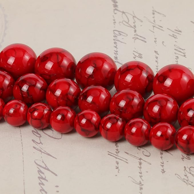 8mm Red Beads for Bracelets Turquoise Beads, Natural Stone Beads Gemstone Beads for Jewelry Making,DIY Bracelet Necklace 45pcs