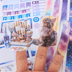 Dwpetzo Astrologer Journaling Sticker Book for Adults, 20 Sheets A5 Precut Transparent PET Washi Paper Materials Stickers for Scrapbooking, Junk Journal Supplies, Planners, Bujo, Collage