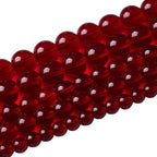 Smooth Garnet Red Glass Crystal Round Loose BeadsFor Jewelry Making DIY Bracelet Necklace Accessories 8mm 51pcs 15" Strand (Garnet Red Glass, 8mm)