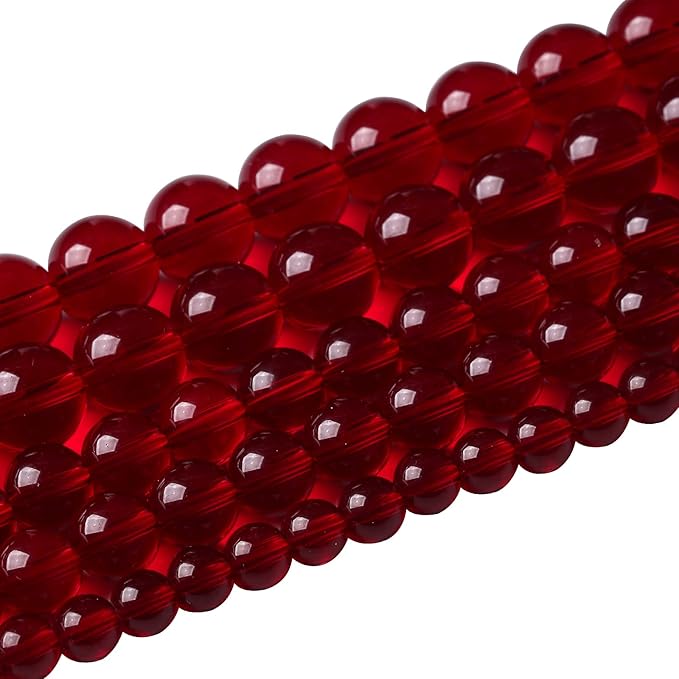 136pcs 6mm Smooth Garnet Red Glass Crystal Round Loose BeadsFor Jewelry Making DIY Bracelet Necklace Accessories 32" 2 Strand