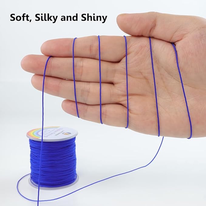 0.8mm Nylon String, Strong Bracelet String, Durable Nylon Cord for Jewelry Making, Bracelets, Beading, Necklaces, Rattail Braiding, Kumihimo, Wind Chimes, Blinds and Handicrafts