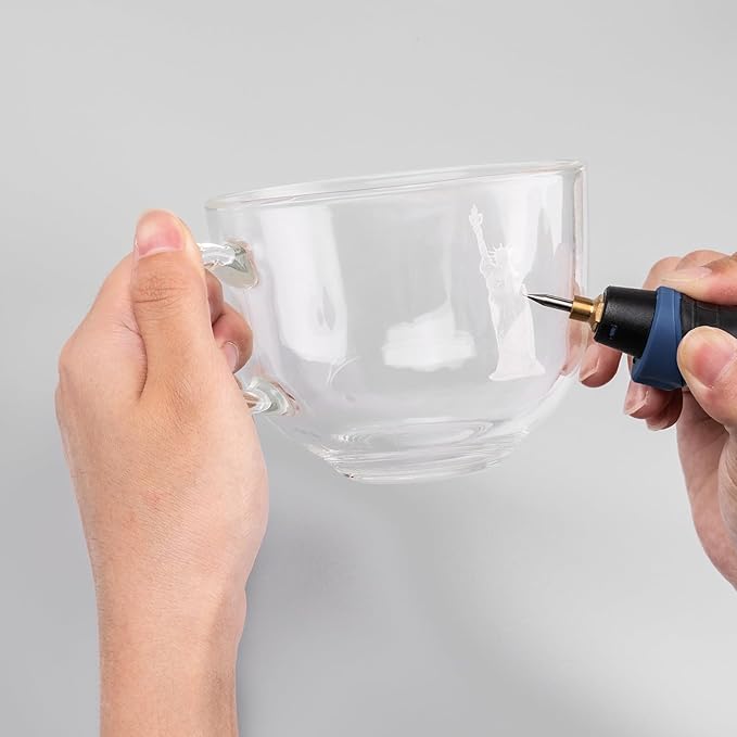 25W Engraving Pen, 6 Speed Power Engraving Tool, Handheld Engraver Pen with Tungsten Carbide Steel Bits for Wood Metal Glass Professional Etching Tool