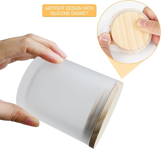 10 OZ Thick Candle Jars for Making Candles 15 Pcs, Empty Jars with Wood Lids for Candle Making, Sample Container, Frosted White