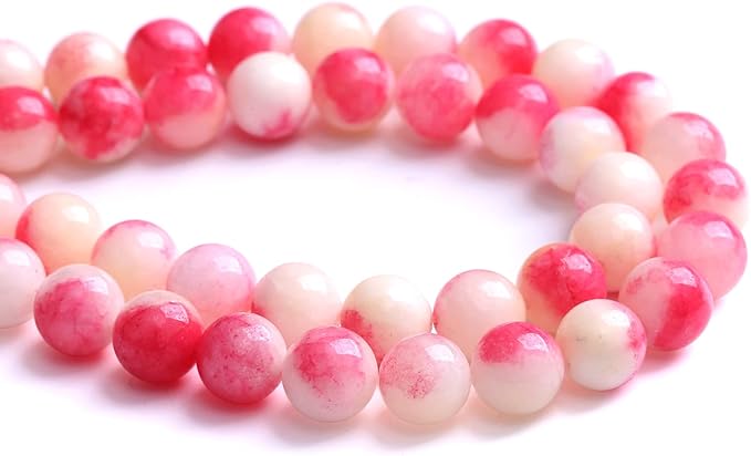 10MM 38PCS Pink Tourmaline Jade Stone Beads for Jewelry Making DIY Bracelet Necklace 15"