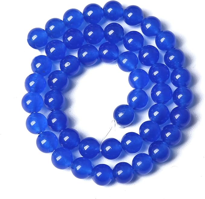 75PCS 10MM Deep Blue Chalcedony Natural Stone Loose Beads for Jewelry Making DIY Bracelet