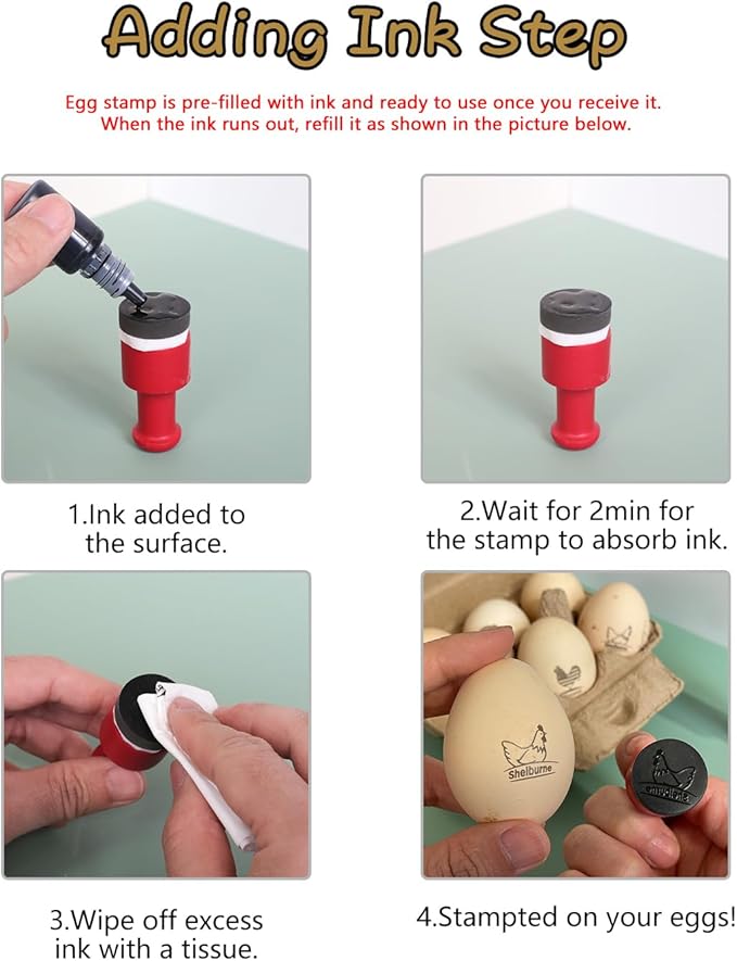 Egg Stamps for Fresh Eggs, Custom Stmap, Personalize Your Eggs with Wood Stamp, Stamper, Fun & Unique Designs Personalized, Two Handle Options (MTJDYZ20235115)