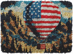 Latch Hook Kits for Kids DIY Rug Crochet Yarn Kits for Adults Tapestry Kits Home Decor Kits with America Flag Printed Needlework Doormat Creative Gift Home Decoration 20 X 15 Inch (Hot Air Balloon)