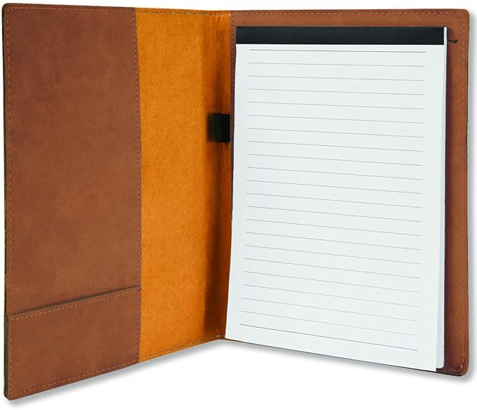 Small 7" X 9" Portfolio Notepad, Lineman, Personalized Engraving Included (Dark Brown)