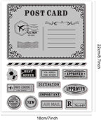 GLOBLELAND Vintage Postcard Cling Rubber Stamp Postage Postmark 7.1x8.7inch Cling Stamps Embossing Stamp Seal for DIY Scrapbooking and Card Making Paper Craft Decor