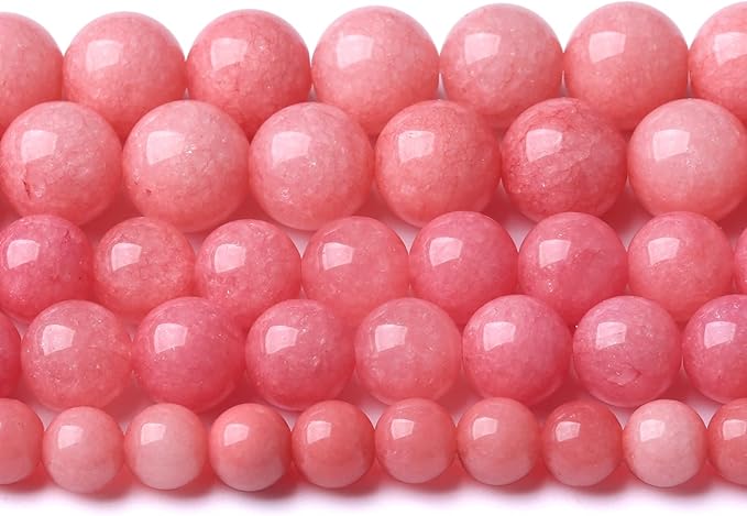 120PCS 6MM Natural Stone Pink Jade Beads Rhodochrosite Chalcedony Beads for Jewelry Making DIY Bracelet 2 Strands