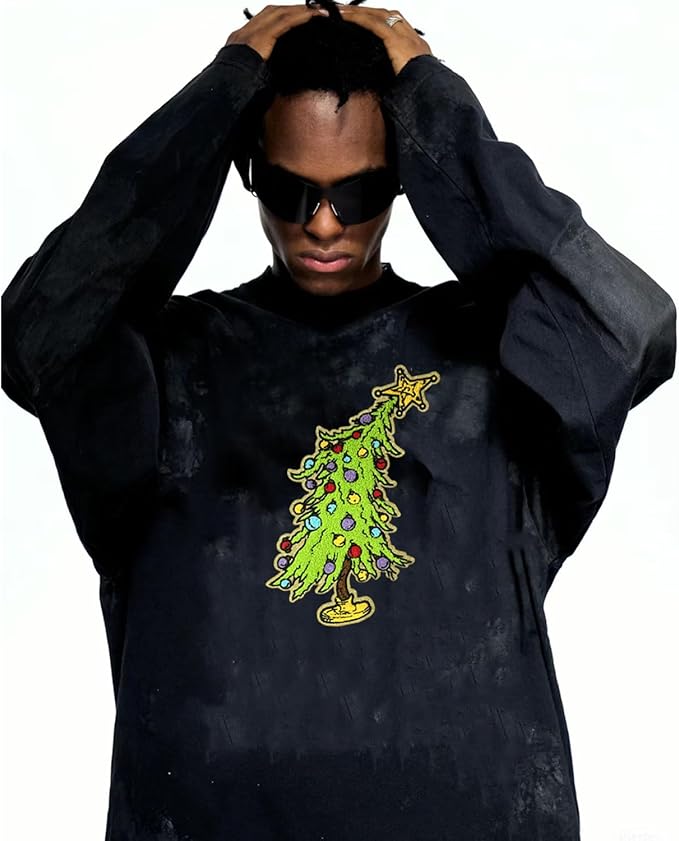 Christmas Tree Iron on Patches Chenille Embroidery Sew on Stickers Applique for DIY Crafts T Shirt Clothing Jackets Backpacks Jeans Party Decorations Accessories